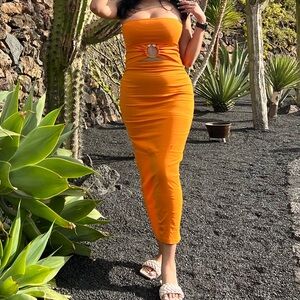 Zara Strapless cut out maxi dress